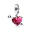 Red heart and arrow Murano glass charm pendant