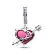 Red heart and arrow Murano glass charm pendant