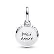 Engraving mini locket charm, sterling silver, ME, glass