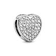 Clip-charm heart in sterling silver zirconia, engravable