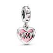 Heart charm pendant mum in sterling silver