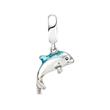 Charm dolphin in 925 silver with blue enamel