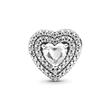Heart Charm In Sterling Silver With Zirconia