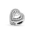 Heart charm in sterling silver with zirconia