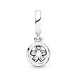 Clip on charm pendant sparkling snowflake in 925 silver