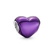 Heart charm in 925 silver, MEtallic purple