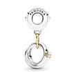 Two-tone charm pendant wedding rings in 925 silver