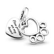Paw Print Charm Pendant In 925 Silver, Engravable