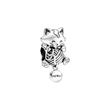 Cat charm with ball of wool in sterling silver