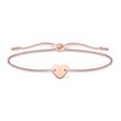Ladies bracelet heart made of textile  and 925 silver,  rosé