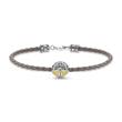 Armband aus grauem Leder mit Lebensbaum-Bead aus Silber