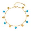 Anklet stainless steel gold plated turquoise beads