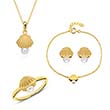 Jewellery set shells from gold-plated 925 silver beads