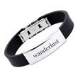 Rubber bracelet polished stainless steel plate 21cm