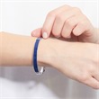 Blue stainless steel bracelet with synthetic resin inlay