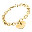 Pulsera de acero inoxidable chapado en oro amarillo con corazón