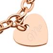 Rose gold plated stainless steel bracelet with heart