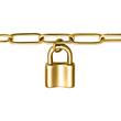 Ladies bracelet with padlock, stainless steel, gold plated