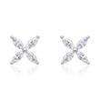 Diamond stud earrings flower in 14K white gold