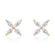 Stud earrings flower in 14K gold with diamonds