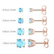14K rose gold stud earrings for ladies with blue topazes