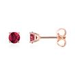 Ladies stud earrings in 14 carat rose gold with rubies