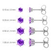 Amethyst ear studs in 14K white gold for ladies