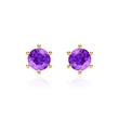 Stud earrings for ladies in 14K yellow gold with amethysts