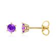 Stud earrings for ladies in 14K yellow gold with amethysts