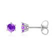 Amethyst ear studs in 14K white gold for ladies