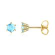 Stud earrings for ladies in 14 carat gold, blue topaz