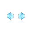 Ladies stud earrings in 14K white gold with blue topazes