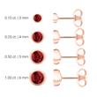 Ladies stud earrings in 14 carat rose gold, garnet