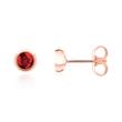Ladies stud earrings in 14 carat rose gold, garnet