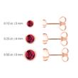 Ladies stud earrings in 14K rose gold with rubies