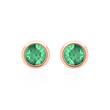 Emerald stud earrings for ladies in 14K rose gold