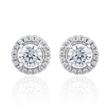 Halo diamond stud earrings in white gold or platinum