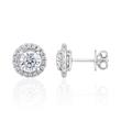 Halo diamond stud earrings in white gold or platinum