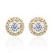 Halo stud earrings with lab grown diamonds in yellow gold