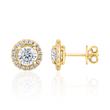 Halo stud earrings with lab grown diamonds in yellow gold