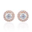 Ladies' ear stud halo with lab grown diamonds, rose gold