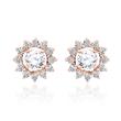 Pendientes Halo de oro rosa con diamantes