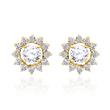 Golden lab grown diamond stud earrings Halo for women