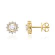 Golden lab grown diamond stud earrings Halo for women