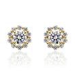 Halo diamond stud earrings for ladies in yellow gold