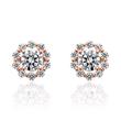 Halo stud earrings with diamonds in rose gold