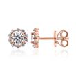 Halo stud earrings with diamonds in rose gold