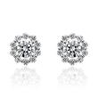 Halo stud earrings in white gold or platinum with diamonds