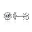 Halo stud earrings in white gold or platinum with diamonds