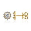 Golden halo stud earrings with lab grown diamonds